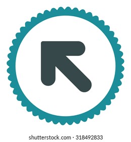 Arrow Up Left round stamp icon. This flat vector symbol is drawn with soft blue colors on a white background.