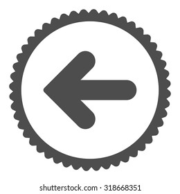 Arrow Left round stamp icon. This flat vector symbol is drawn with gray color on a white background.