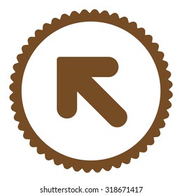 Arrow Up Left round stamp icon. This flat vector symbol is drawn with brown color on a white background.