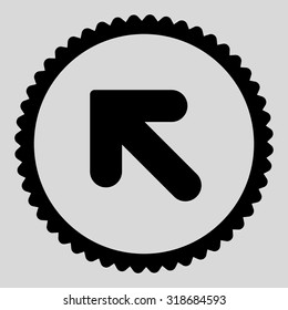 Arrow Up Left round stamp icon. This flat vector symbol is drawn with black color on a light gray background.