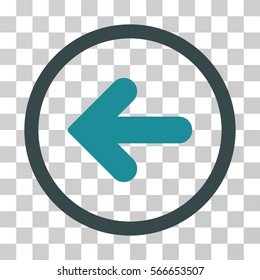 Arrow Left rounded icon. Vector illustration style is flat iconic bicolor symbol inside a circle, soft blue colors, transparent background. Designed for web and software interfaces.