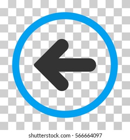 Arrow Left rounded icon. Vector illustration style is flat iconic bicolor symbol inside a circle, blue and gray colors, transparent background. Designed for web and software interfaces.