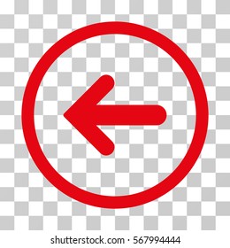 Arrow Left rounded icon. Vector illustration style is flat iconic symbol inside a circle, red color, transparent background. Designed for web and software interfaces.