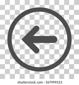 Arrow Left rounded icon. Vector illustration style is flat iconic symbol inside a circle, gray color, transparent background. Designed for web and software interfaces.