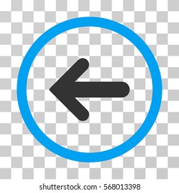 Arrow Left rounded icon. Vector illustration style is flat iconic bicolor symbol inside a circle, blue and gray colors, transparent background. Designed for web and software interfaces.