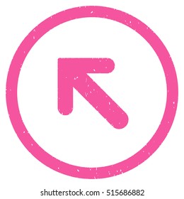 Arrow Left Up rubber seal stamp watermark. Icon symbol inside circle frame with grunge design and dust texture. Scratched vector pink ink sticker on a white background.