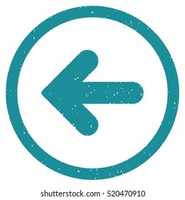Arrow Left rubber seal stamp watermark. Icon vector symbol with grunge design and unclean texture. Scratched soft blue ink sign on a white background.