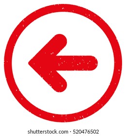 Arrow Left rubber seal stamp watermark. Icon vector symbol with grunge design and dust texture. Scratched red ink sign on a white background.