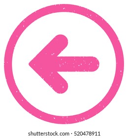 Arrow Left rubber seal stamp watermark. Icon vector symbol with grunge design and corrosion texture. Scratched pink ink sign on a white background.
