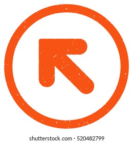 Arrow Up Left rubber seal stamp watermark. Icon vector symbol with grunge design and corrosion texture. Scratched orange ink emblem on a white background.