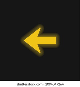 Arrow To The Left Silhouette yellow glowing neon icon