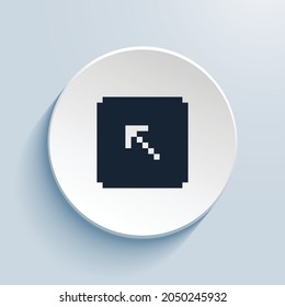 arrow up left square fill pixel art icon design. Button style circle shape isolated on white background. Vector illustration