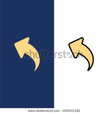 Arrow, Left, Up, Arrows  Icons. Flat and Line Filled Icon Set Vector Blue Background