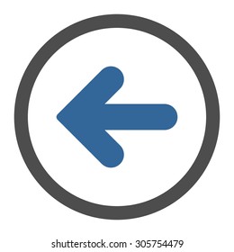 Arrow Left vector icon. This rounded flat symbol is drawn with cobalt and gray colors on a white background.