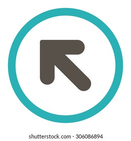 Arrow Up Left vector icon. This rounded flat symbol is drawn with grey and cyan colors on a white background.