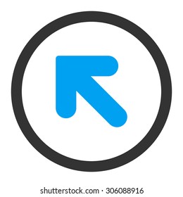 Arrow Up Left vector icon. This rounded flat symbol is drawn with blue and gray colors on a white background.