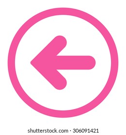 Arrow Left vector icon. This rounded flat symbol is drawn with pink color on a white background.