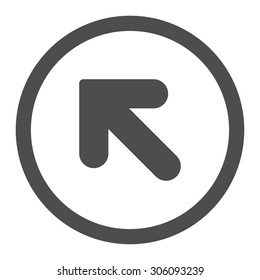 Arrow Up Left vector icon. This rounded flat symbol is drawn with gray color on a white background.