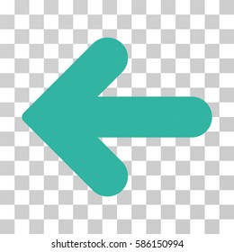 Arrow Left vector pictogram. Illustration style is flat iconic cyan symbol on a transparent background.