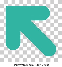 Arrow Up Left vector pictogram. Illustration style is flat iconic cyan symbol on a transparent background.