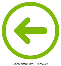 Arrow Left vector rounded icon. Image style is a flat icon symbol inside a circle, eco green color, white background.