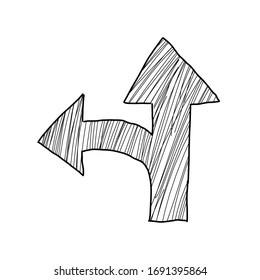 Arrow Up and Left – Vector Sketch