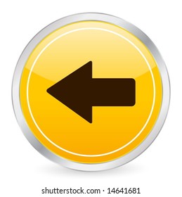 Arrow left yellow circle icon. Vector illustration