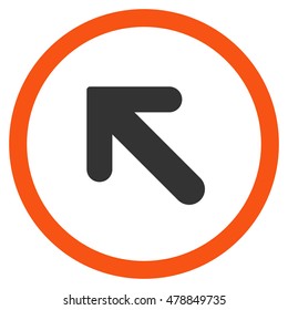Arrow Left-Up vector bicolor rounded icon. Image style is a flat icon symbol inside a circle, orange and gray colors, white background.