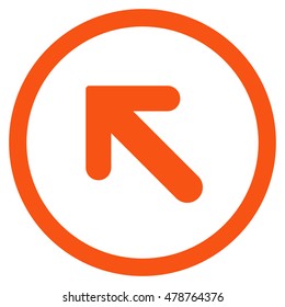 Arrow Left-Up vector rounded icon. Image style is a flat icon symbol inside a circle, orange color, white background.