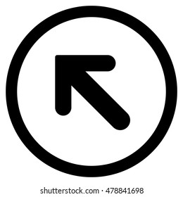 Arrow Left-Up vector rounded icon. Image style is a flat icon symbol inside a circle, black color, white background.