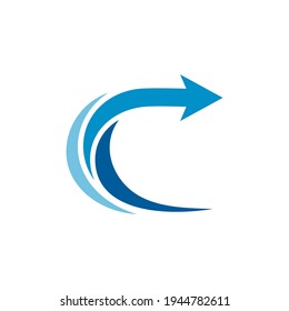 Plantilla de logotipo plano de letra de flecha C lista para su uso