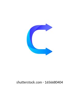 Design des Logos mit Pfeil-Buchstaben C
