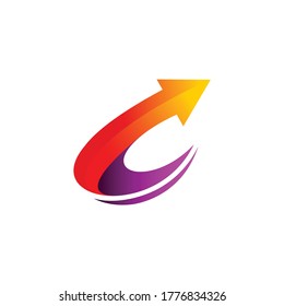 arrow letter c logo, letter c arrow, good growth logo