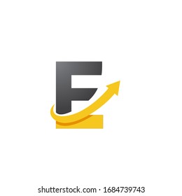 Arrow letter E logo design, creative letter mark suitable for company brand identity, business chart/graph logo template swoosh logo, black and yellow concept.