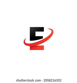 Arrow letter E logo design, creative letter mark suitable for company brand identity, business chart, graph logo template swoosh logo, gradient black, and red concept.