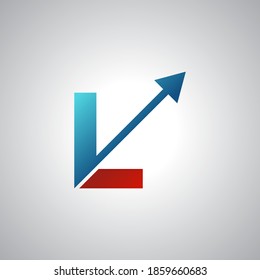 Diseño del logotipo de la letra de flecha L, marca de letra creativa adecuada para la identidad de marca de la empresa, logotipo de la plantilla de la gráfica de negocios, logotipo de swoosh, concepto azul y rojo