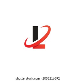 Logo-Design des Bogenbriefs L, kreatives Briefmarken, geeignet für die Markenidentität des Unternehmens, Geschäftsplan, Logo-Vorlage für Graph-Logo, Farbverlauf-Schwarz und rotes Konzept.