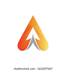arrow letter A logo design, creative initial letter a logo template