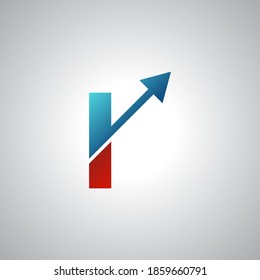 Logo-Design des Bogenbriefs I, kreative Briefmarke geeignet für die Firmenmarke, Geschäftskarte/Grafik-Logo-Vorlage, Logo-Design, blaues und rotes Konzept