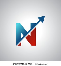 Diseño del logotipo de la letra de flecha N, marca de letra creativa adecuada para la identidad de marca de la empresa, logotipo de la plantilla de la gráfica de negocios, logotipo de swoosh, concepto azul y rojo