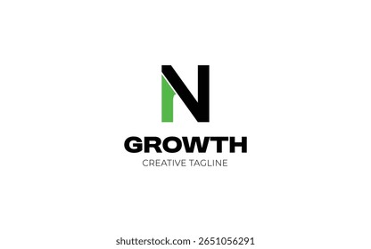 Arrow up with letter N logo design template