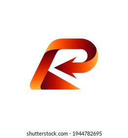 Arrow letter R flat logo template ready for use