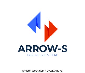 arrow letter s colored logo. s letter tech sync logo vector line icon