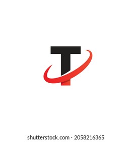 Arrow letter T logo design, creative letter mark suitable for company brand identity, business chart, graph logo template swoosh logo, gradient black, and red concept.