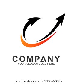 arrow letter U logo, fast motion vector, delivery service icon, speed arrow, travel and transportation symbol, media tech logo design, abstract arrow business logo template