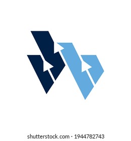 Plantilla de logotipo plana W de letra de flecha lista para su uso