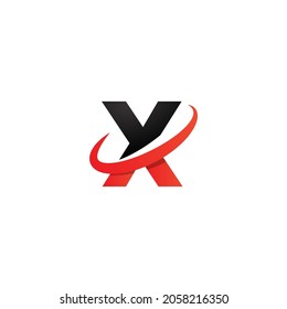 Arrow letter x logo design, creative letter mark suitable for company brand identity, business chart, graph logo template swoosh logo, gradient black, and red concept.