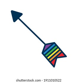 arrow with lgtbi flag flat style icon vector illustration design