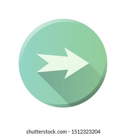 Arrow in light green circle, button with arrow, directions logo.