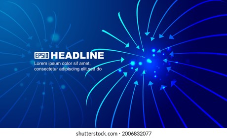 Arrow light line convergence Internet technology background.